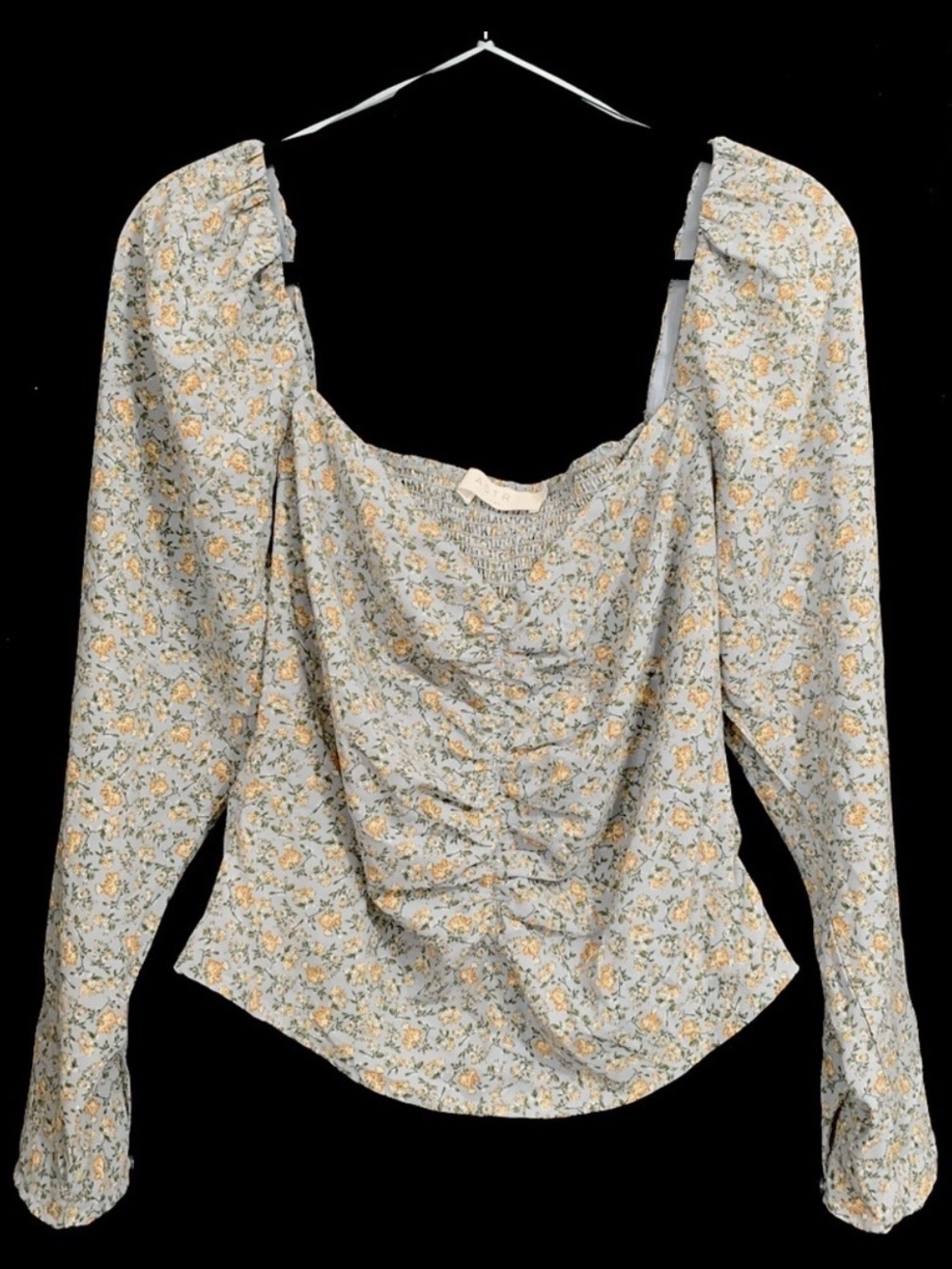 ASTR Peasant Style Smocked Long Sleeves Top